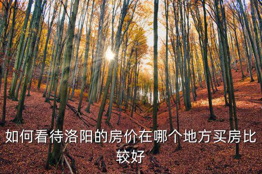 如何看待洛陽的房價在哪個地方買房比較好