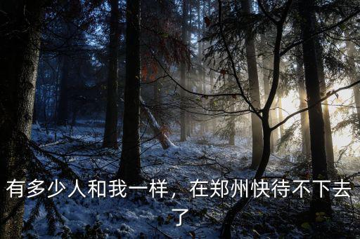 有多少人和我一樣，在鄭州快待不下去了