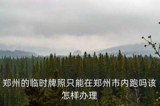 鄭州的臨時牌照只能在鄭州市內跑嗎該怎樣辦理