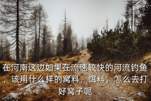 在河南這邊如果在流速較快的河流釣魚，該用什么樣的窩料，餌料，怎么去打好窩子呢