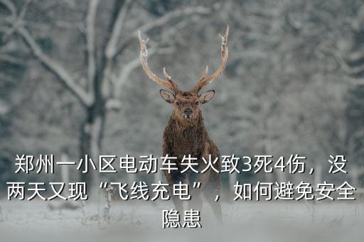 鄭州一小區電動車失火致3死4傷，沒兩天又現“飛線充電”，如何避免安全隱患