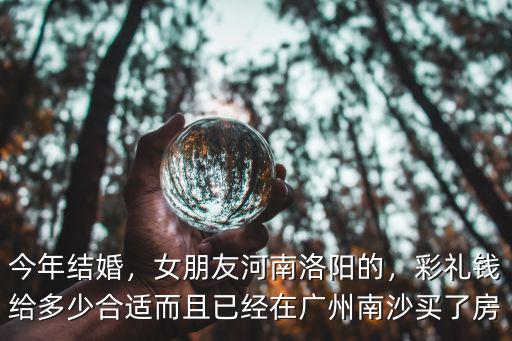 今年結婚，女朋友河南洛陽的，彩禮錢給多少合適而且已經(jīng)在廣州南沙買了房