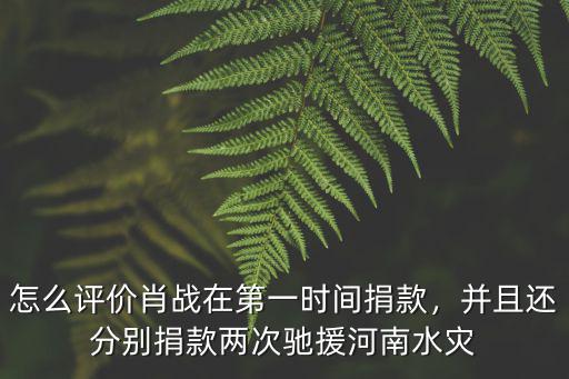 怎么評價肖戰(zhàn)在第一時間捐款，并且還分別捐款兩次馳援河南水災
