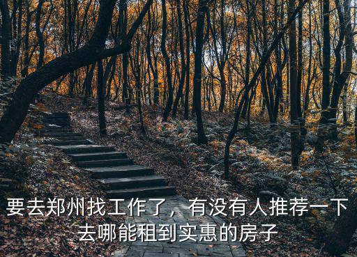 要去鄭州找工作了，有沒有人推薦一下去哪能租到實惠的房子