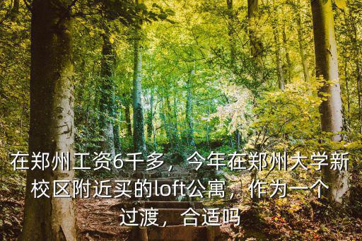 在鄭州工資6千多，今年在鄭州大學新校區附近買的loft公寓，作為一個過渡，合適嗎