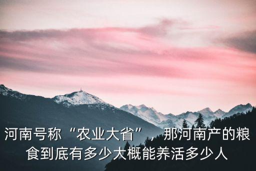 河南號稱“農業大省”，那河南產的糧食到底有多少大概能養活多少人
