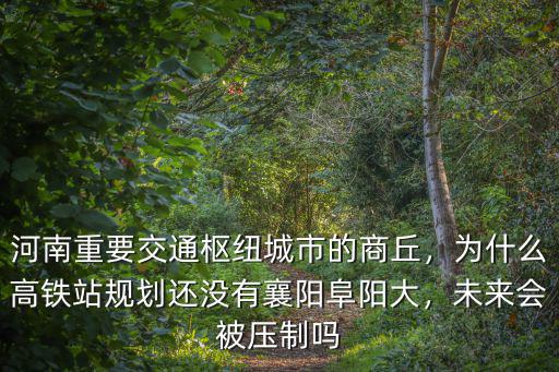 河南重要交通樞紐城市的商丘，為什么高鐵站規劃還沒有襄陽阜陽大，未來會被壓制嗎