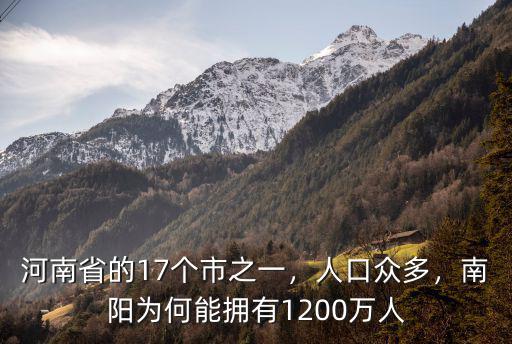 南陽有存款1000萬的有多少,河南省的17個市之一