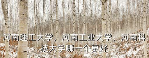 河南理工大學(xué)，河南工業(yè)大學(xué)，河南科技大學(xué)哪一個(gè)更好
