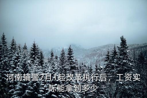 河南輔警7月1起改革執(zhí)行后，工資實(shí)際能拿到多少