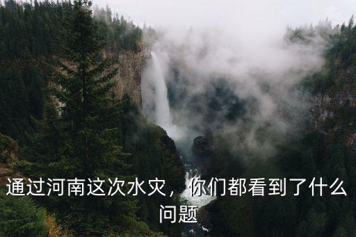 通過河南這次水災，你們都看到了什么問題