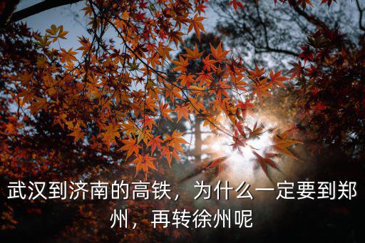 武漢到濟南的高鐵，為什么一定要到鄭州，再轉徐州呢