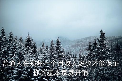 普通人在鄭州一個月收入多少才能保證你的基本家庭開銷