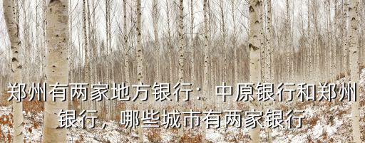 鄭州銀行分行都是在哪里,中原銀行和鄭州銀行