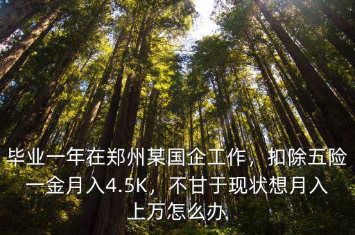 畢業一年在鄭州某國企工作，扣除五險一金月入4.5K，不甘于現狀想月入上萬怎么辦