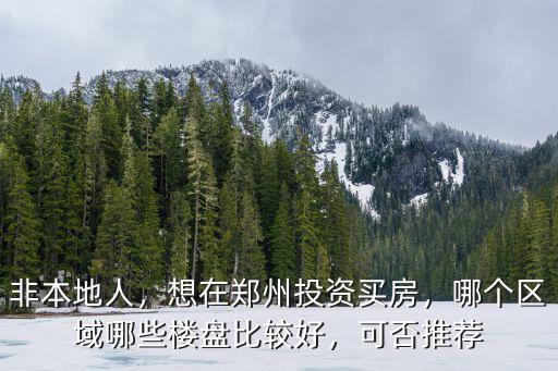 非本地人，想在鄭州投資買房，哪個(gè)區(qū)域哪些樓盤比較好，可否推薦