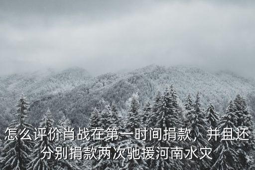 怎么評(píng)價(jià)肖戰(zhàn)在第一時(shí)間捐款，并且還分別捐款兩次馳援河南水災(zāi)