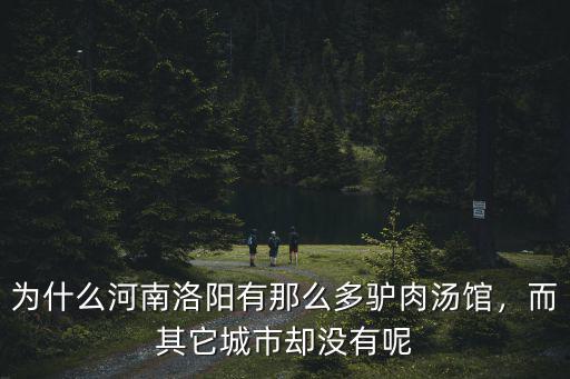 為什么河南洛陽有那么多驢肉湯館，而其它城市卻沒有呢