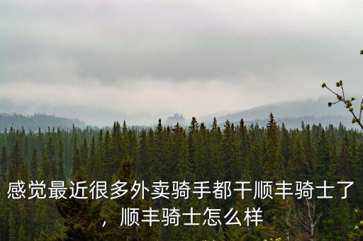 感覺最近很多外賣騎手都干順豐騎士了，順豐騎士怎么樣