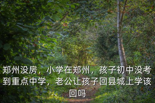 鄭州沒房，小學(xué)在鄭州，孩子初中沒考到重點(diǎn)中學(xué)，老公讓孩子回縣城上學(xué)該回嗎