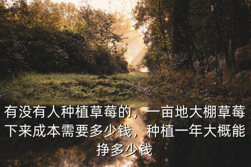 有沒有人種植草莓的，一畝地大棚草莓下來成本需要多少錢，種植一年大概能掙多少錢