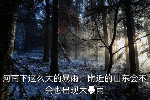 河南下這么大的暴雨，附近的山東會不會也出現(xiàn)大暴雨