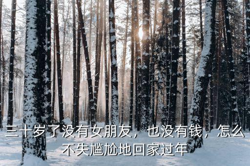 三十歲了沒有女朋友，也沒有錢，怎么不失尷尬地回家過年