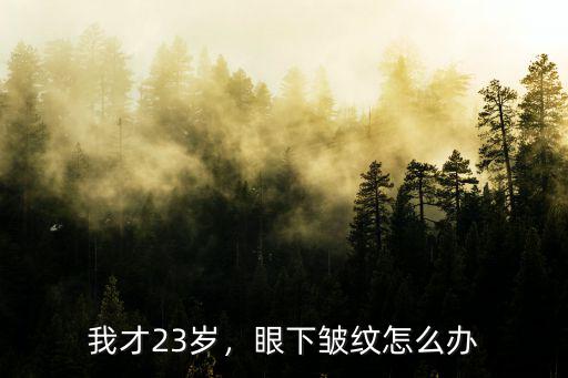 我才23歲，眼下皺紋怎么辦