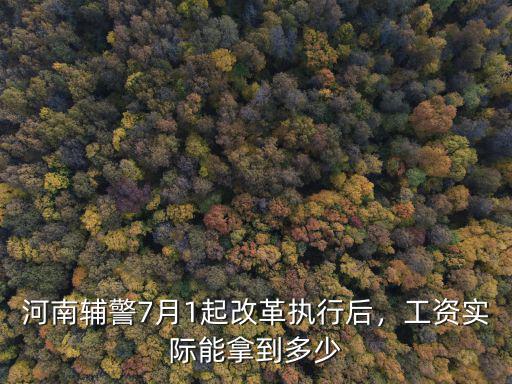 河南輔警7月1起改革執(zhí)行后，工資實(shí)際能拿到多少