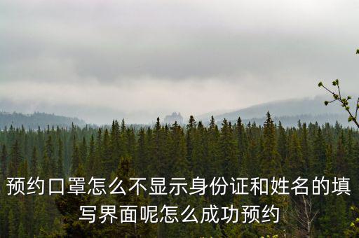 預約口罩怎么不顯示身份證和姓名的填寫界面呢怎么成功預約