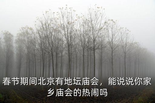 春節期間北京有地壇廟會，能說說你家鄉廟會的熱鬧嗎