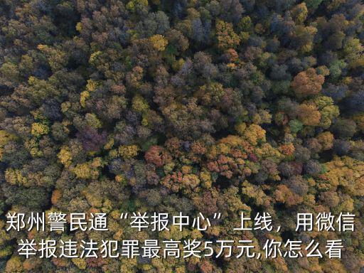 鄭州警民通“舉報(bào)中心”上線，用微信舉報(bào)違法犯罪最高獎(jiǎng)5萬(wàn)元,你怎么看