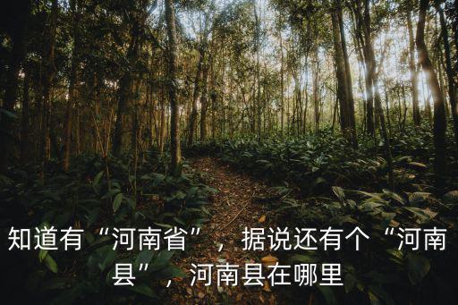 知道有“河南省”，據說還有個“河南縣”，河南縣在哪里