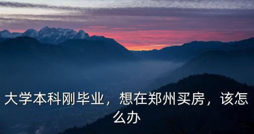 大學本科剛畢業，想在鄭州買房，該怎么辦