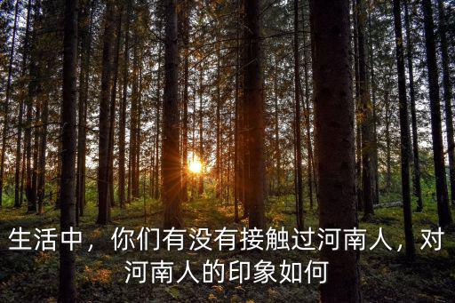 生活中，你們有沒有接觸過河南人，對河南人的印象如何