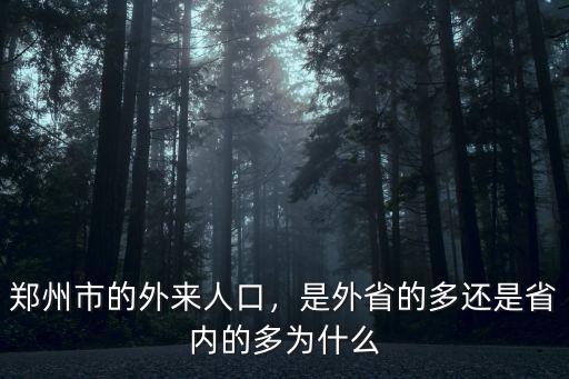 鄭州市的外來人口，是外省的多還是省內的多為什么