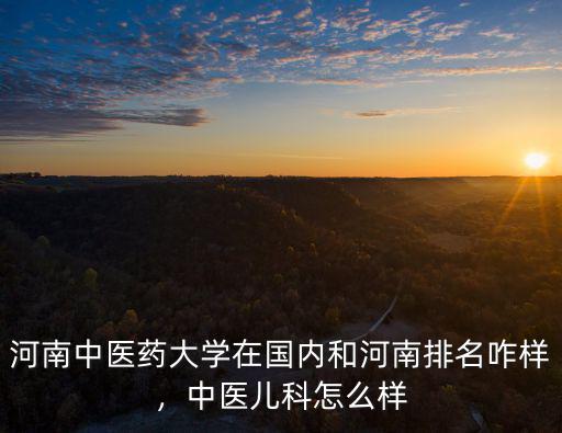 河南中醫藥大學在國內和河南排名咋樣，中醫兒科怎么樣