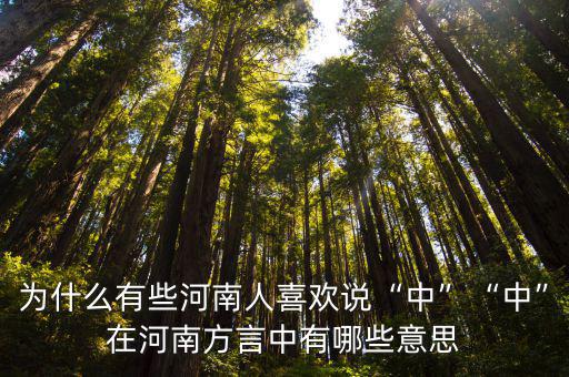 為什么有些河南人喜歡說“中”“中”在河南方言中有哪些意思