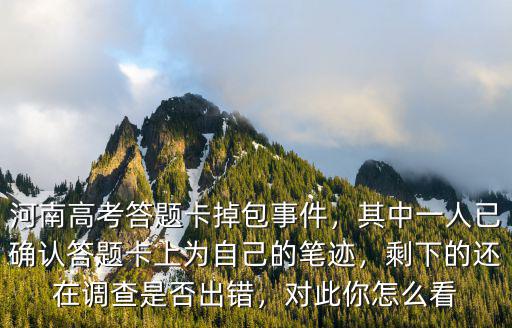 河南高考答題卡掉包事件，其中一人已確認答題卡上為自己的筆跡，剩下的還在調查是否出錯，對此你怎么看