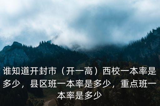 誰知道開封市（開一高）西校一本率是多少，縣區班一本率是多少，重點班一本率是多少