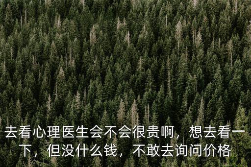 去看心理醫生會不會很貴啊，想去看一下，但沒什么錢，不敢去詢問價格
