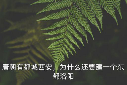 唐朝有都城西安，為什么還要建一個(gè)東都洛陽(yáng)