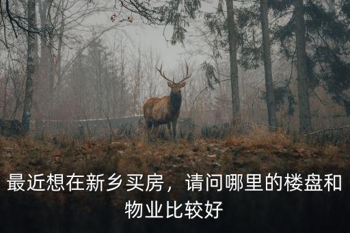 最近想在新鄉買房，請問哪里的樓盤和物業比較好