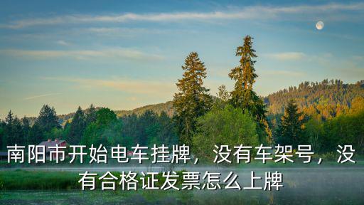 南陽市開始電車掛牌，沒有車架號，沒有合格證發票怎么上牌
