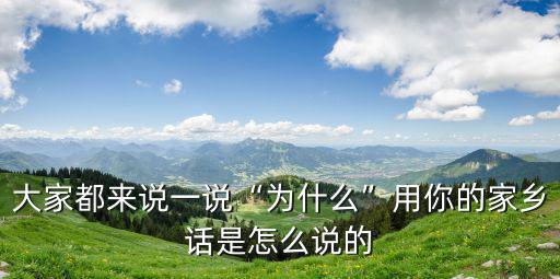 大家都來說一說“為什么”用你的家鄉話是怎么說的