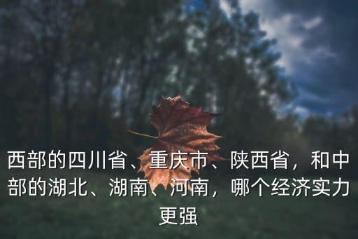 西部的四川省、重慶市、陜西省，和中部的湖北、湖南、河南，哪個經濟實力更強