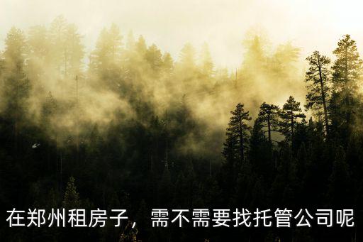 在鄭州租房子，需不需要找托管公司呢