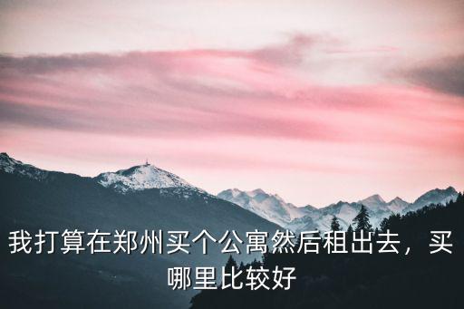 我打算在鄭州買個(gè)公寓然后租出去，買哪里比較好