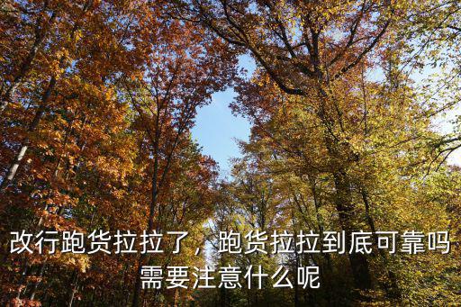 改行跑貨拉拉了，跑貨拉拉到底可靠嗎需要注意什么呢