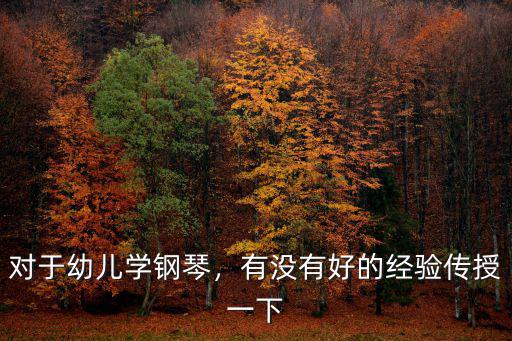 對于幼兒學鋼琴，有沒有好的經驗傳授一下